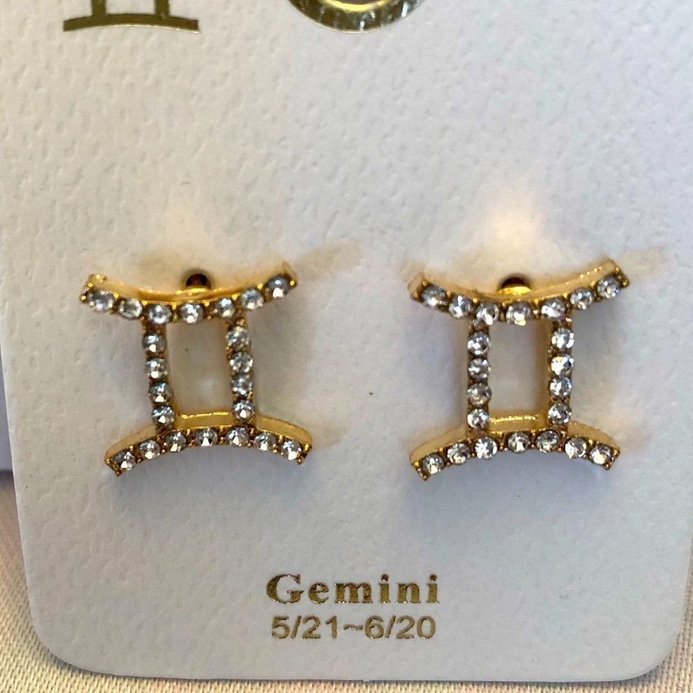 💜3/$30 Horoscope Gemini The Twins Clear crystal earrings